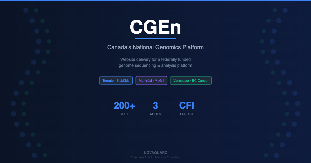 CGEn Canada National Genomics Platform by NovaQuarx